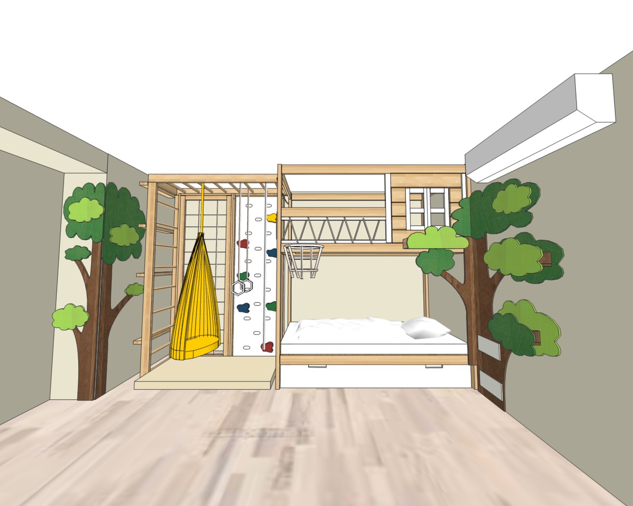 дизайн проект детской комнаты с деревьями