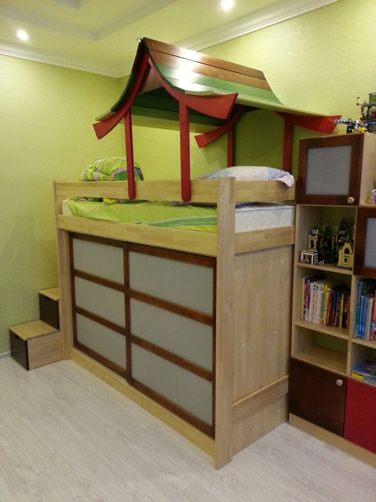 встроенный шкаф в кровать чердак в китайском стиле полосатая лошадка