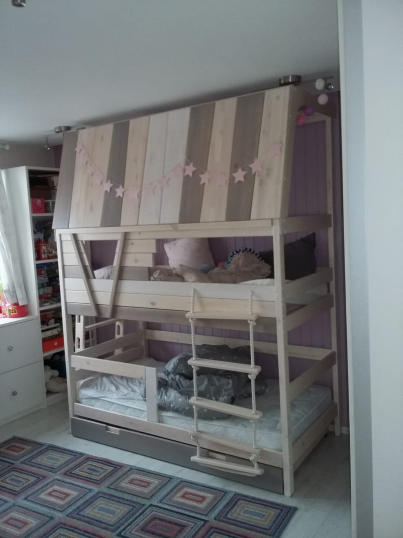 детская кровать двухъярусная скандинавский домик